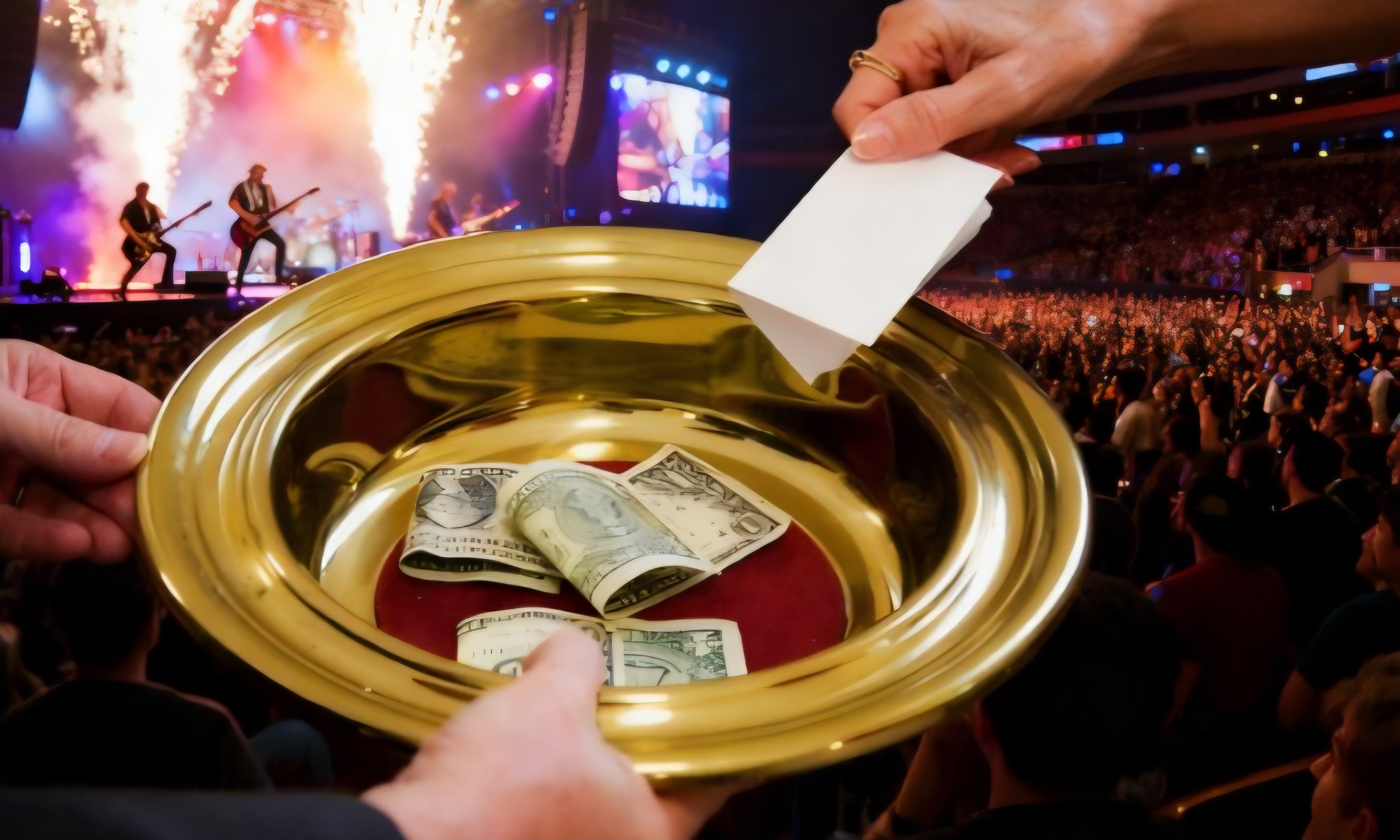 TPUSA halftime show paused to pass around collection plate