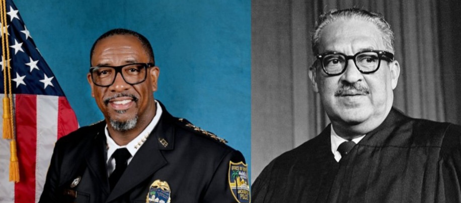 Civil Rights in action: Jacksonville Sheriff T.K. Waters honors the legacy of Justice Thurgood Marshall by wearing his glasses.
