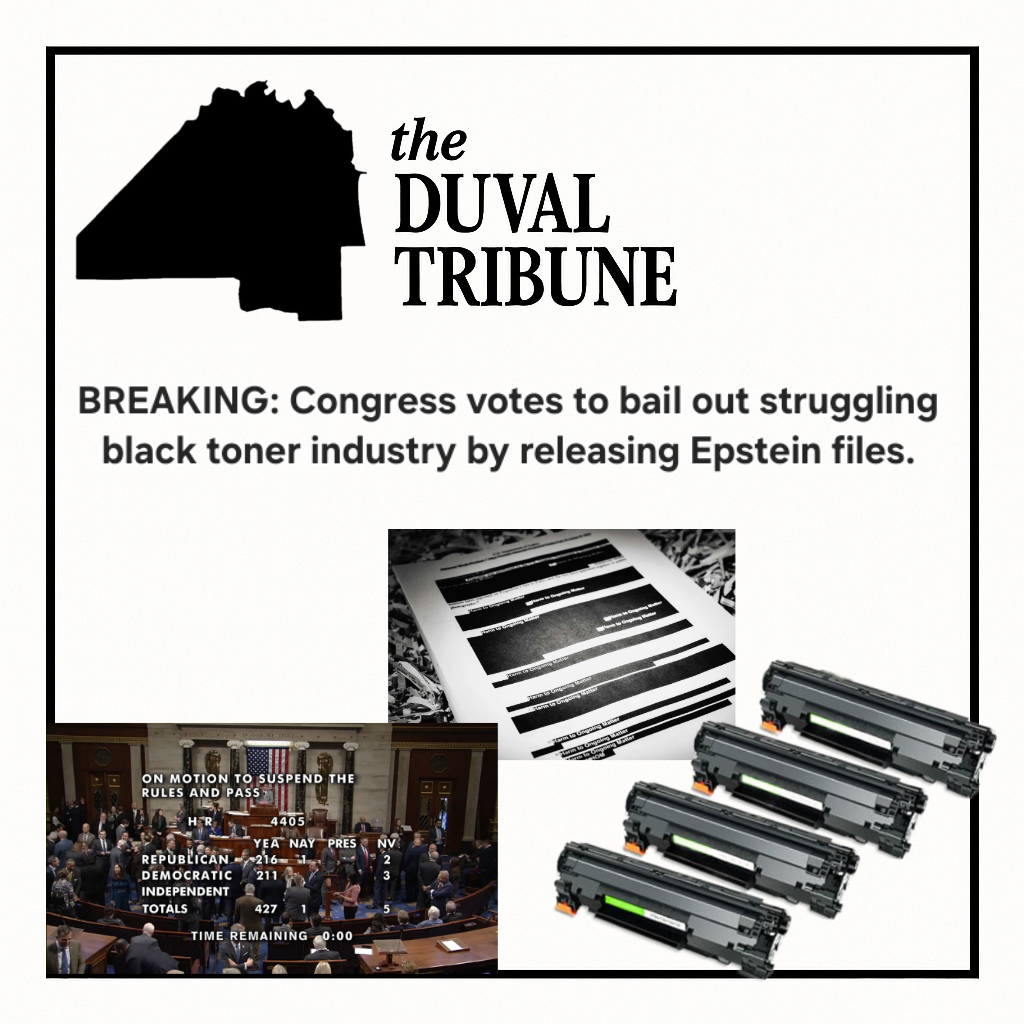 BREAKING: Congress votes to bail out struggling black toner industry by releasing Epstein files.